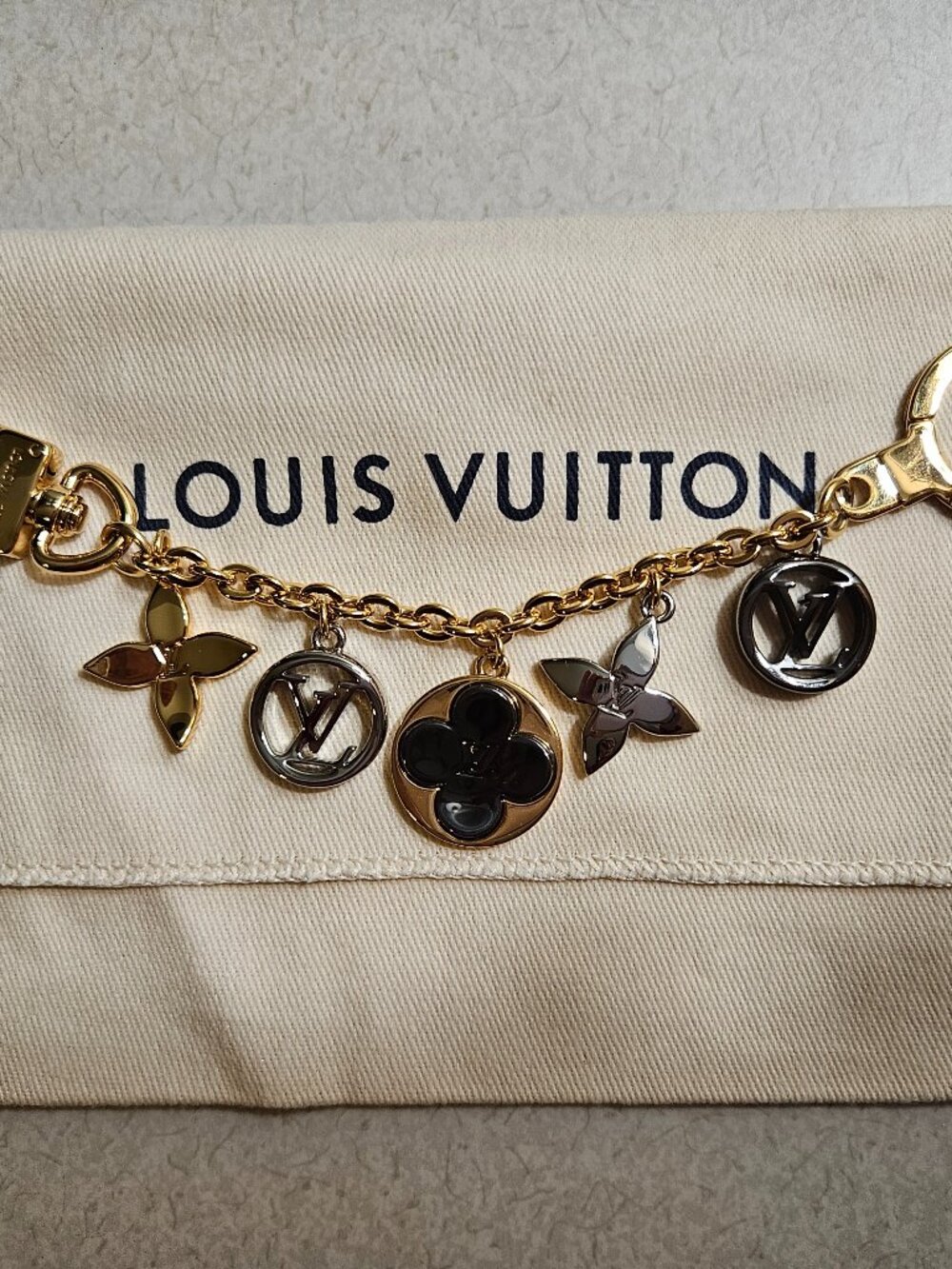 Louis Vuitton Bag Charm Chain Blossom Dream M00356 Gold Silver Black Metal